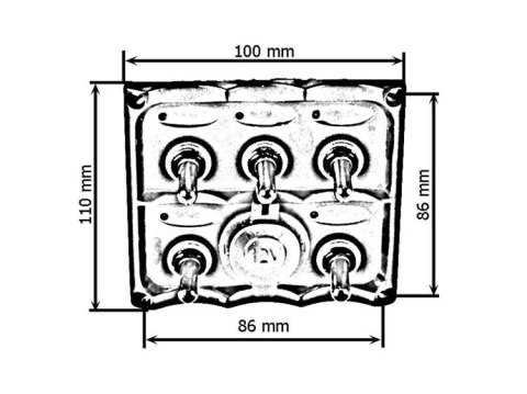 Panel przełączników 12V SPST/ON-OFFx5, 1xGZ, 3B 15A IP68