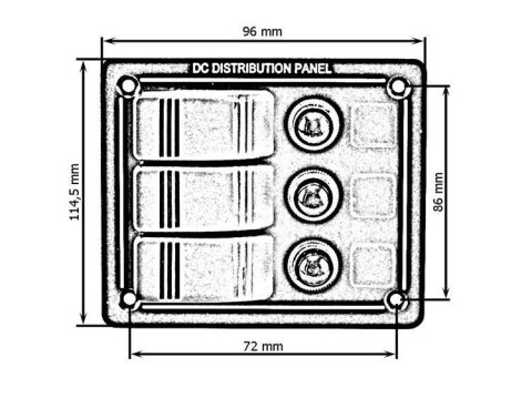 Panel przełączników ALU, ON-OFFx3, BA 1x5A 1x10A 1x15A IP68