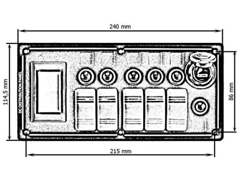 Panel przełączników ALU,ON-OFFx5, 1xZ, BA 3x5A 2x10A 1x15A IP68