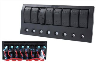 Przełącznik 12/24V ON-OFFx5, 1xZ, 2xUSB 3,1A ,1xLED volt, 3xB 15A IP68 Niebieski