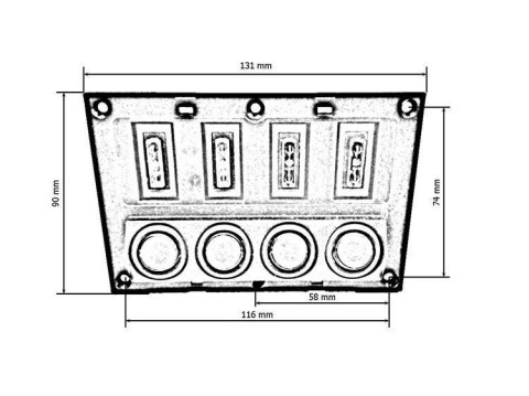 Przełączniki 12/24V IP68 ON-OFFx4, 4xB 2x5A 1x10A 1x15A, LED IP68