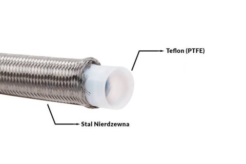 Przewód teflonowy PTFE w oplocie stalowym AN8 11mm