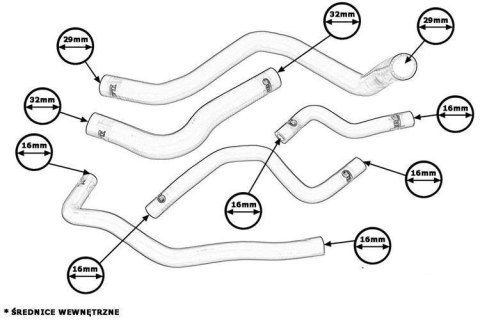 Przewody silikonowe Wody Honda Civic 92-95 EK9 EG9 B16 B18 TurboWorks