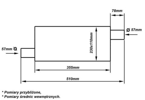 Tłumik Środkowy 57mm TurboWorks LT 304SS 355mm