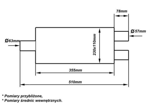 Tłumik Środkowy 63,5-57mm TurboWorks LT 304SS 355mm