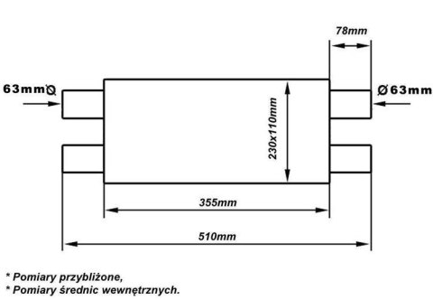 Tłumik Środkowy 63,5mm TurboWorks LT 409SS 355mm