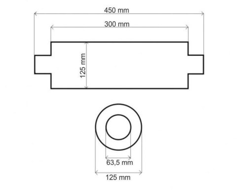 Tłumik Środkowy 63,5mm TurboWorks RS 409SS 300mm