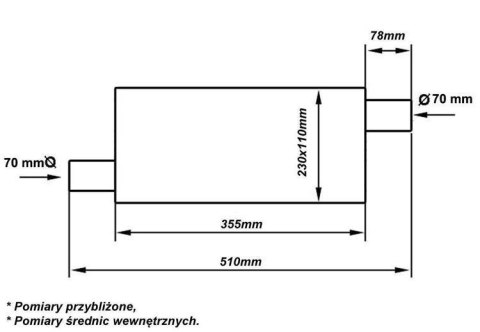 Tłumik Środkowy 70mm TurboWorks LT 409SS 355mm