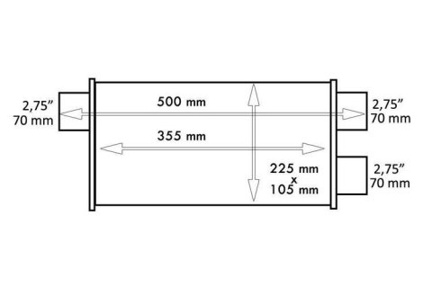 Tłumik Środkowy Tylny 70mm TurboWorks LT 409SS 355mm