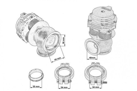 Wastegate zewnętrzny TurboWorks 38mm chłodzony wodą 2.5 Bar V-Band Niebieski