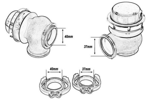 Wastegate zewnętrzny TurboWorks 40mm 0.5 Bar V-Band Niebieski