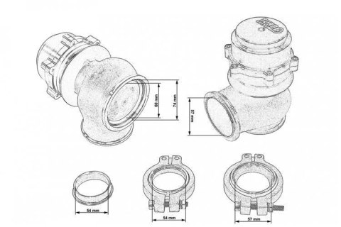 Wastegate zewnętrzny TurboWorks 60mm 2.2 Bar V-Band Fioletowy