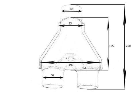 Y-Pipe trójnik wydechowy 2,25-2,5"
