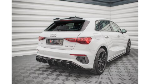 Dokładka Tylna + Atrapa Wydechu Audi A3 S-Line Sportback 8Y Gloss Black \ Srebrny