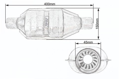 Tłumik w obudowie katalizatora fi 45 AWG