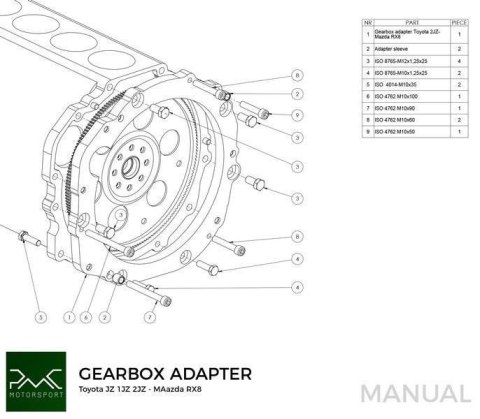 Adapter skrzyni biegów Toyota JZ 1JZ 2JZ - Mazda RX-8