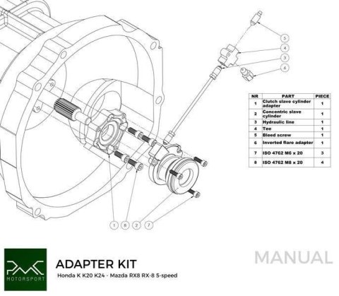 Koło zamachowe do konwersji Honda K K20 K24 - Mazda RX-8 5-biegów - 240mm / 9.45"