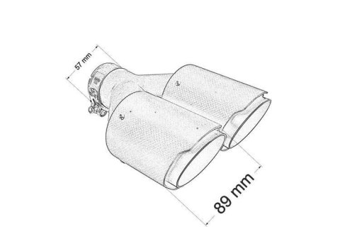 Podwójna Końcówka tłumika 2x89mm wejście 57mm Carbon L