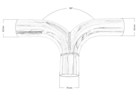 Trójnik wydechu 180st 63/70mm 304SS