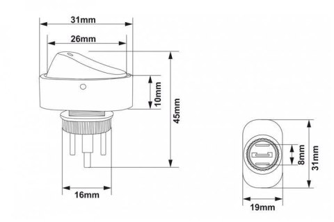 Włącznik Oval ON-OFF 3PIN Red