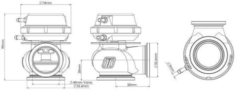 Turbosmart Wastegate 40mm 1.0 Bar Comp-Gate Fioletowy V-Band zewnętrzny