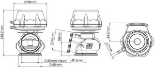 Turbosmart Wastegate 50mm 1.0 Bar Pro-Gate Fioletowy zewnętrzny