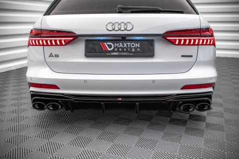 Dokładka Audi A6 C8 S-Line Zderzak Tył + atrapa wydechu Black