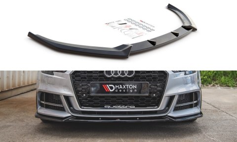 Splitter Przedni v.3 Audi S3 / A3 S-Line 8V FL Sedan - Gloss Black