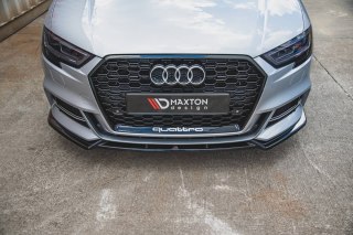 Splitter Przedni v.3 Audi S3 / A3 S-Line 8V FL Sedan - Gloss Black