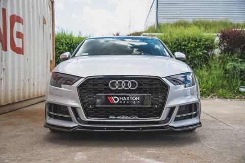 Splitter Przedni v.3 Audi S3 / A3 S-Line 8V FL Sedan - Gloss Black