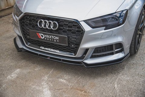 Splitter Przedni v.3 Audi S3 / A3 S-Line 8V FL Sedan - Gloss Black