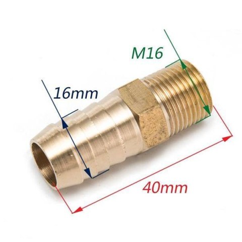 Nypel M16 na przewód 16mm Mosiądz