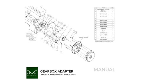 Adapter skrzyni biegów BMW M57N M57N2 - BMW ZF 8HP 8HP70 8HP50 / GS6-53DZ