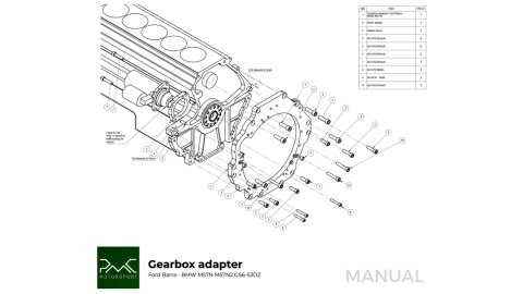 Adapter skrzyni biegów Ford Barra - Manual / automat DCT 8HP BMW