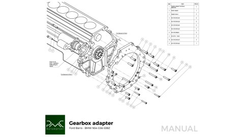 Adapter skrzyni biegów Ford Barra - Manual / automat DCT 8HP BMW