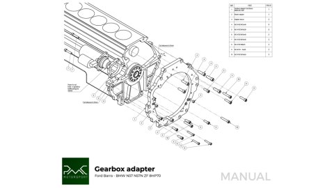 Adapter skrzyni biegów Ford Barra - Manual / automat DCT 8HP BMW