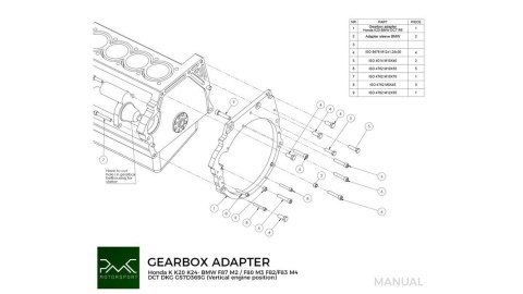 Adapter skrzyni biegów Honda K K20 K24 - BMW DCT DKG GS7D36SG / N54 GS6-53BZ (V)