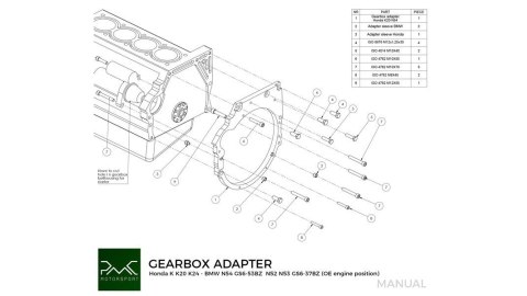 Adapter Honda K K20 K24 - BMW DCT DKG GS7D36SG / N54 GS6-53BZ