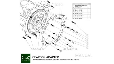 Adapter skrzyni biegów Nissan RB - BMW DCT DKG GS7D36SG / N54 GS6-53BZ