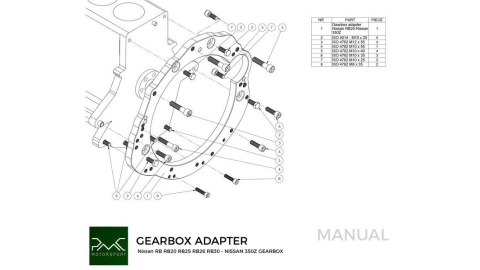 Adapter skrzyni biegów Nissan RB RB20 RB25 RBB6 RB30 - Nissan 350Z Z33 370Z Z34 CD009